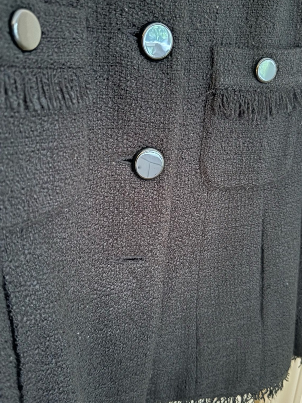 mac & jac Black Fringe-Trim Button Jacket - Picture 3 of 9